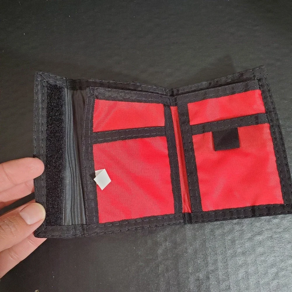 Vintage McDonald's Red Nylon Wallet Black Logo Made In Taiwan